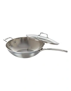Baccarat Iconix Wok With Lid And Handle 32cm in Silver