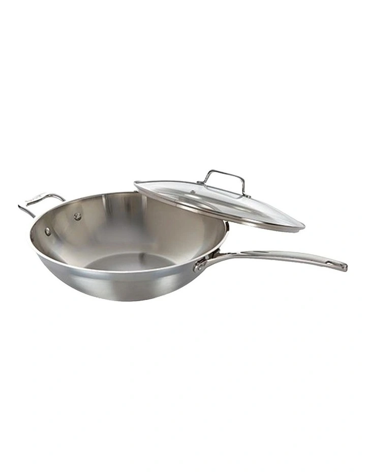 Baccarat Iconix Wok With Lid And Handle 32cm in Silver image 1