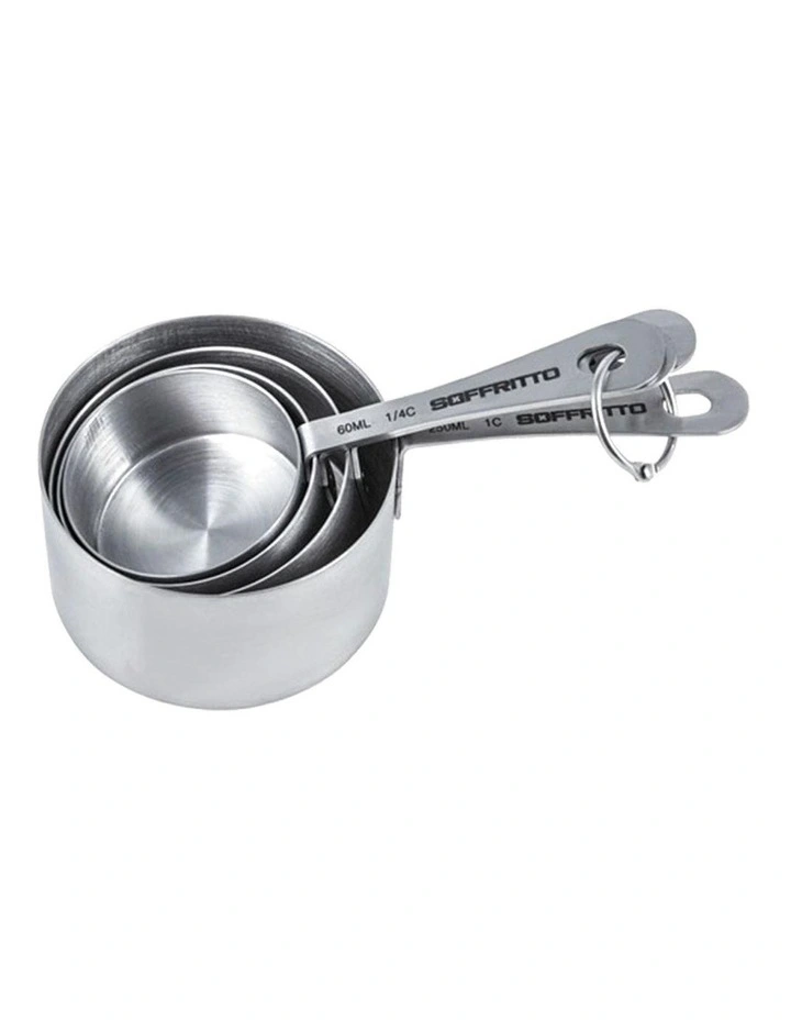 Soffritto A-Series Stainless Steel Measuring Cup Set 4 in Silver image 1