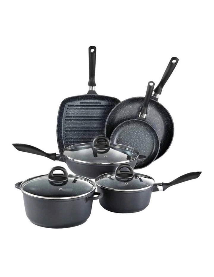 Baccarat Stone Cookware Set With Grill Pan 6 Piece in Grey image 1