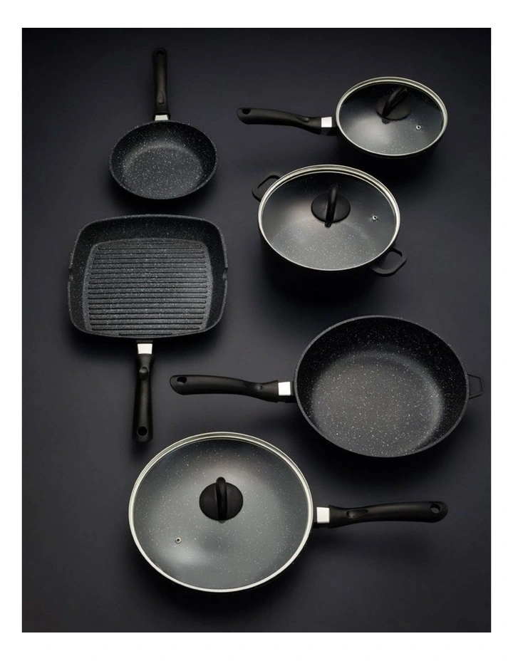 Baccarat Stone Cookware Set With Grill Pan 6 Piece in Grey image 2