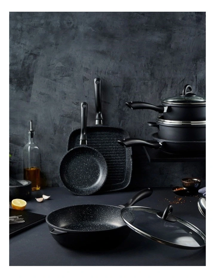 Baccarat Stone Cookware Set With Grill Pan 6 Piece in Grey image 3