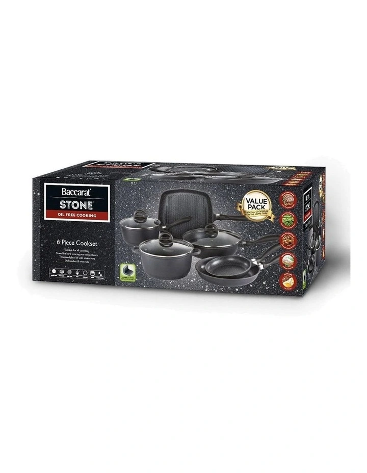 Baccarat Stone Cookware Set With Grill Pan 6 Piece in Grey image 6