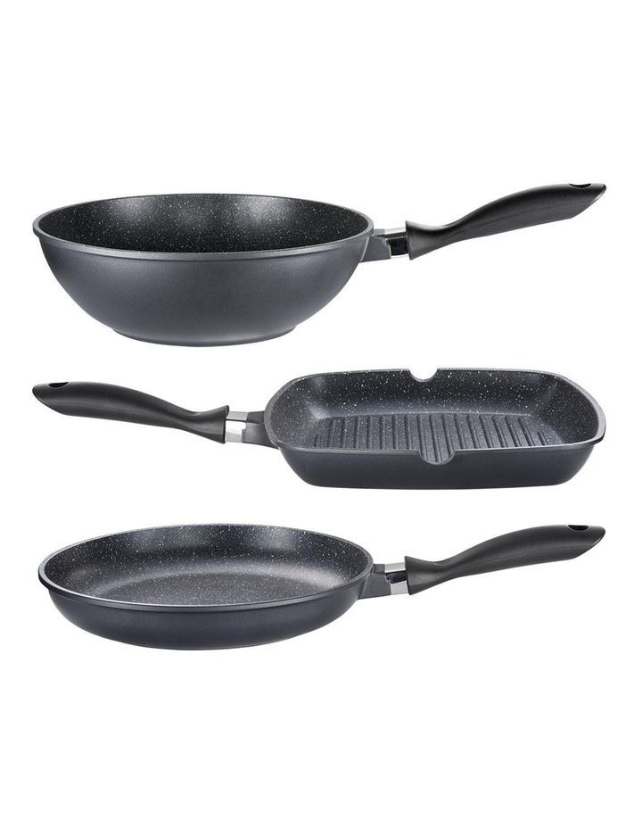 Baccarat STONE Non-Stick Grill, Wok & Frypan Tri Pack 28cm in Grey image 1