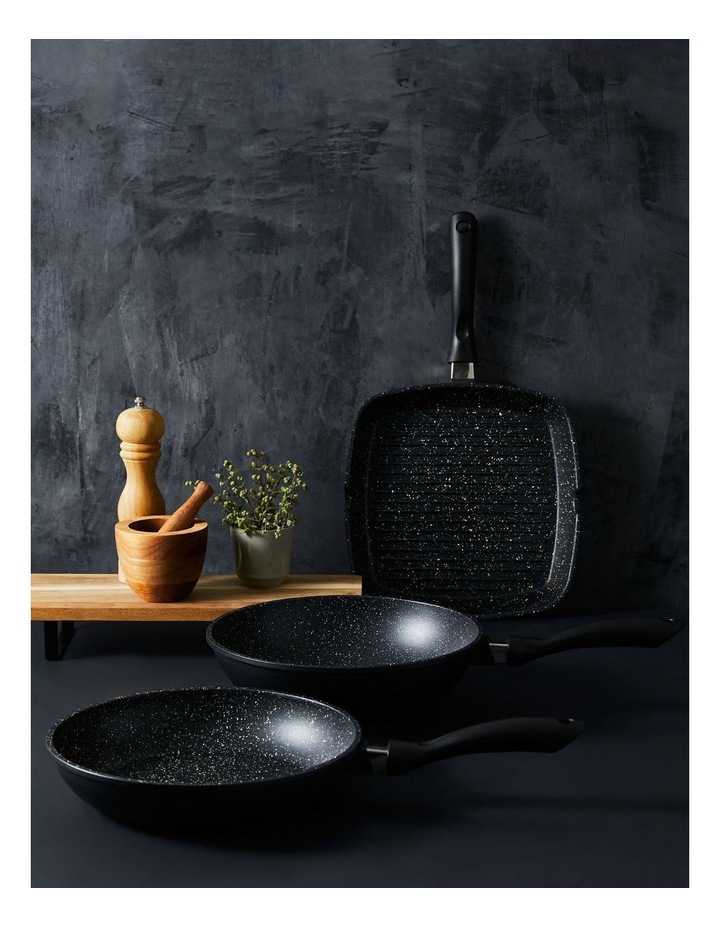 Baccarat STONE Non-Stick Grill, Wok & Frypan Tri Pack 28cm in Grey image 5
