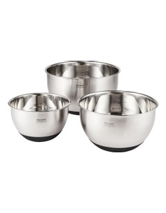 Baccarat Prepare 3 Piece Mixing Bowl Set With Lids in Silver