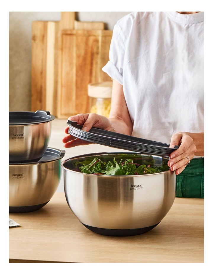 Baccarat Prepare 3 Piece Mixing Bowl Set With Lids in Silver image 2