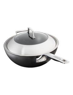 Cuisine Pro Diamond 9 Hard Anodised Non-Stick Wok with Lid 32cm