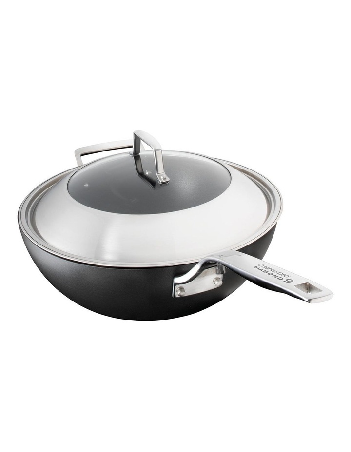 Cuisine Pro Diamond 9 Hard Anodised Non-Stick Wok with Lid 32cm image 1