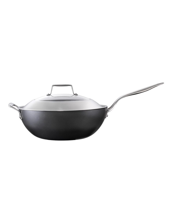Cuisine Pro Diamond 9 Hard Anodised Non-Stick Wok with Lid 32cm image 2