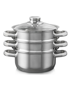 Baccarat Gourmet 3 Tier Steamer Set 18cm in Silver