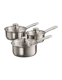 Baccarat Gourmet Stainless Steel Saucepan Set 3 Piece in Silver