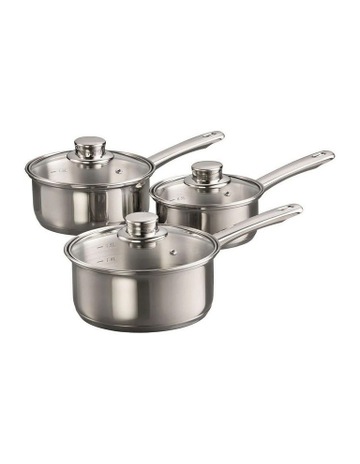 Baccarat Gourmet Stainless Steel Saucepan Set 3 Piece in Silver