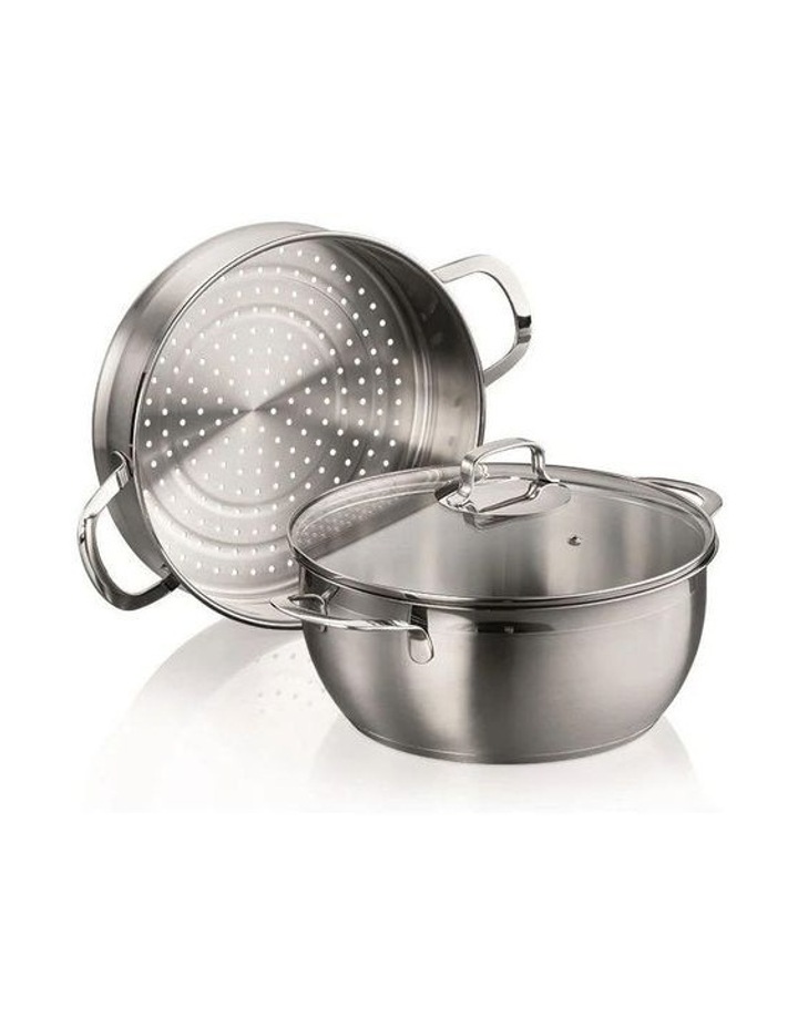 Baccarat Gourmet Stainless Steel Casserole & Steamer Set Of 2 Piece 28cm in Silver image 2