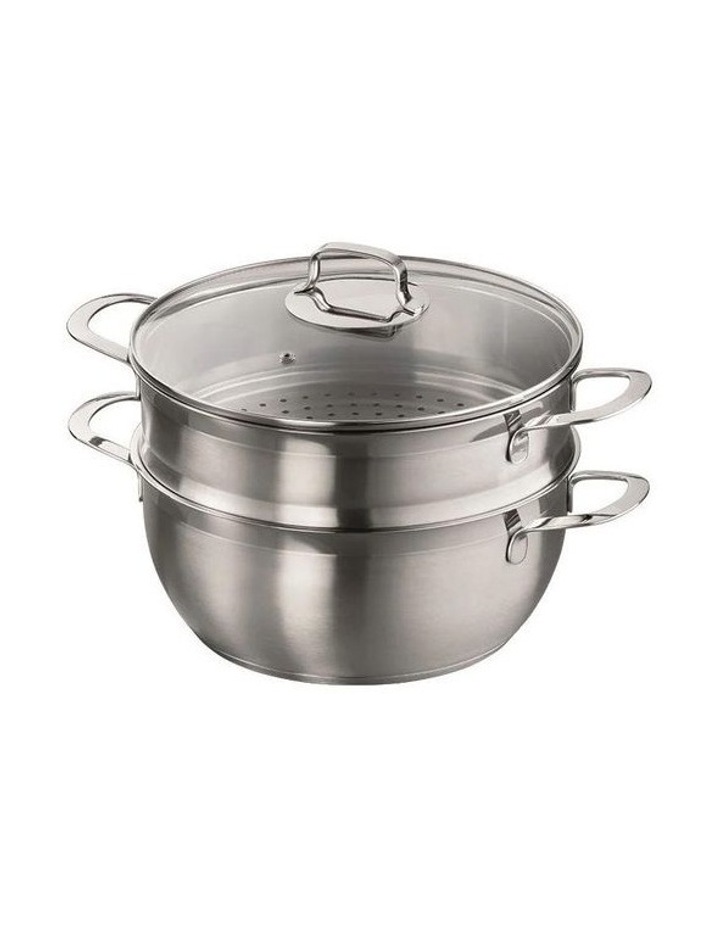 Baccarat Gourmet Stainless Steel Casserole & Steamer Set Of 2 Piece 28cm in Silver image 3