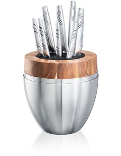 THE EGG by Baccarat iD3 Stainless Steel Knife Block 9 Piece in Silver