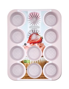 Bakers Delight Cuisson 12 Cup Muffin Pan in Pink