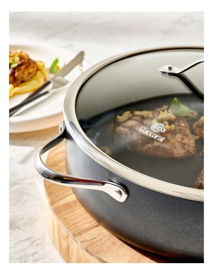 Baccarat iD3 Hard Anodised Saute Pan with Lid 32cm in Black image 4