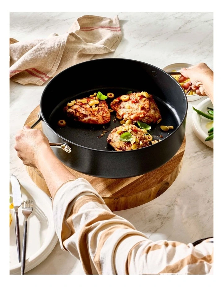 Baccarat iD3 Hard Anodised Saute Pan with Lid 32cm in Black image 5