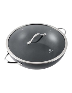 Baccarat iD3 Hard Anodised Wok with Lid 36cm in Black