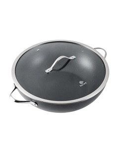 Baccarat iD3 Hard Anodised Wok with Lid 36cm in Black