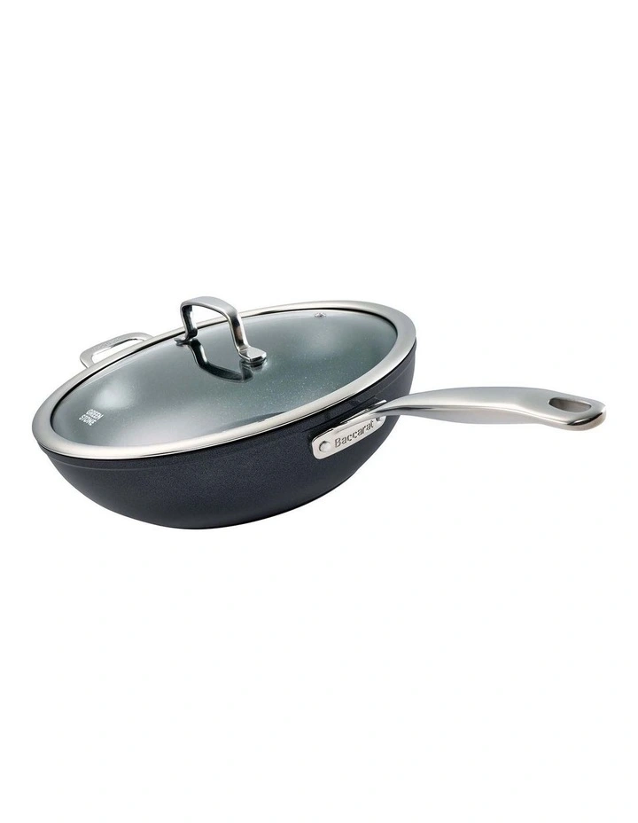Baccarat Green Stone Wok with Lid 30cm in Black image 1