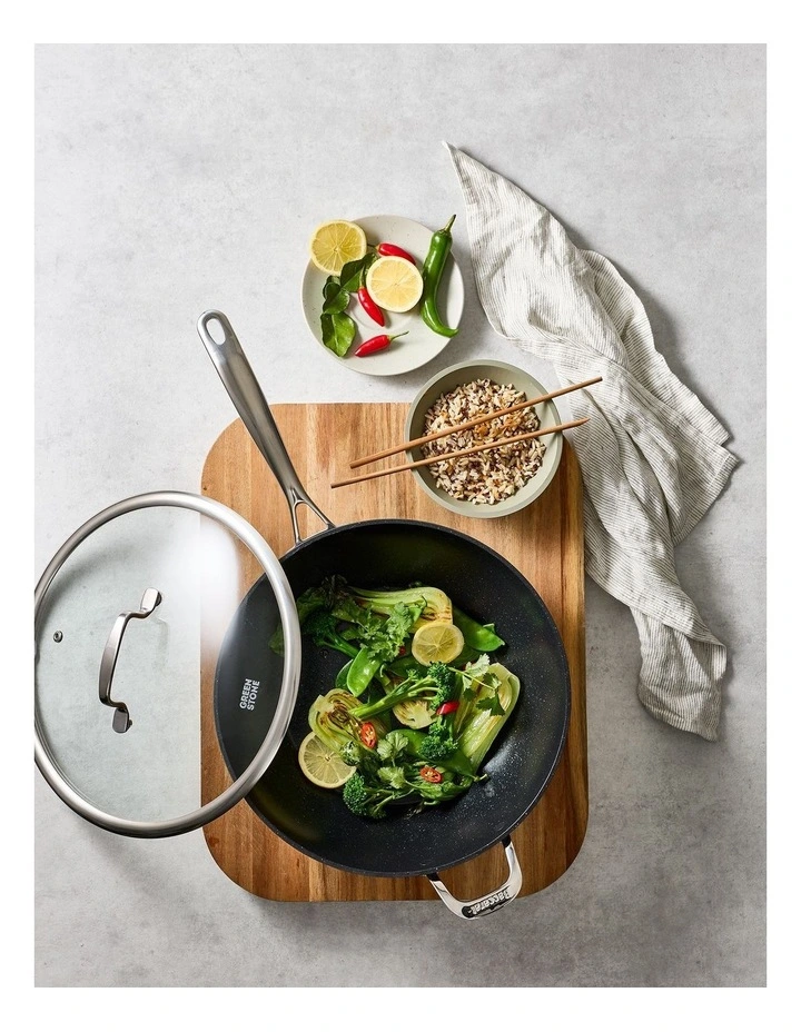 Baccarat Green Stone Wok with Lid 30cm in Black image 3
