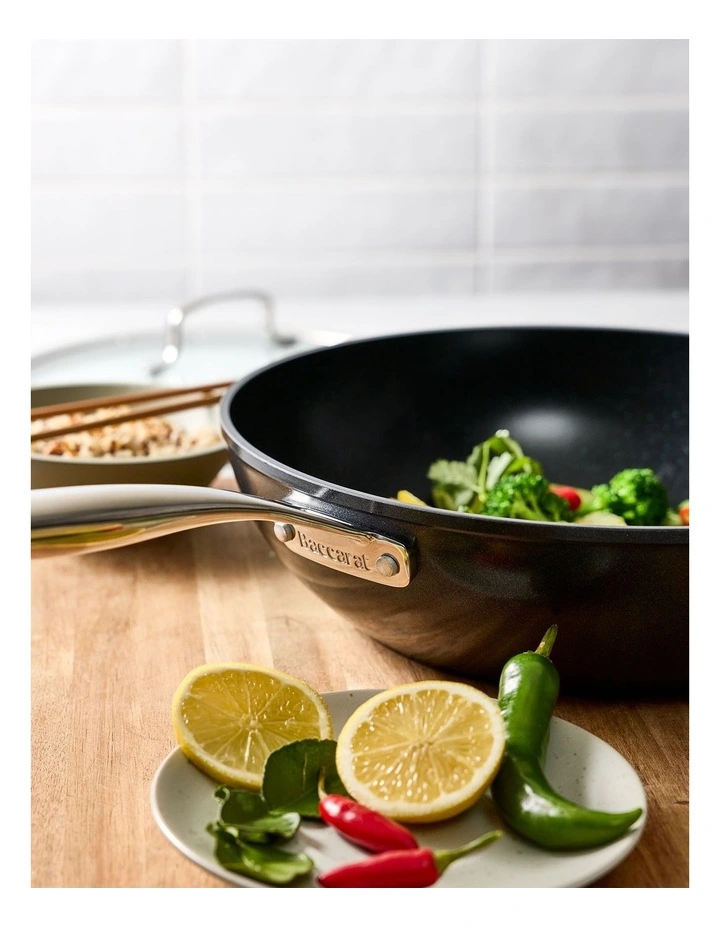 Baccarat Green Stone Wok with Lid 30cm in Black image 5