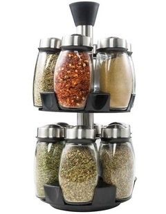 Baccarat Spice Market Gusto Rotating Jar Spice Rack 12 in Black