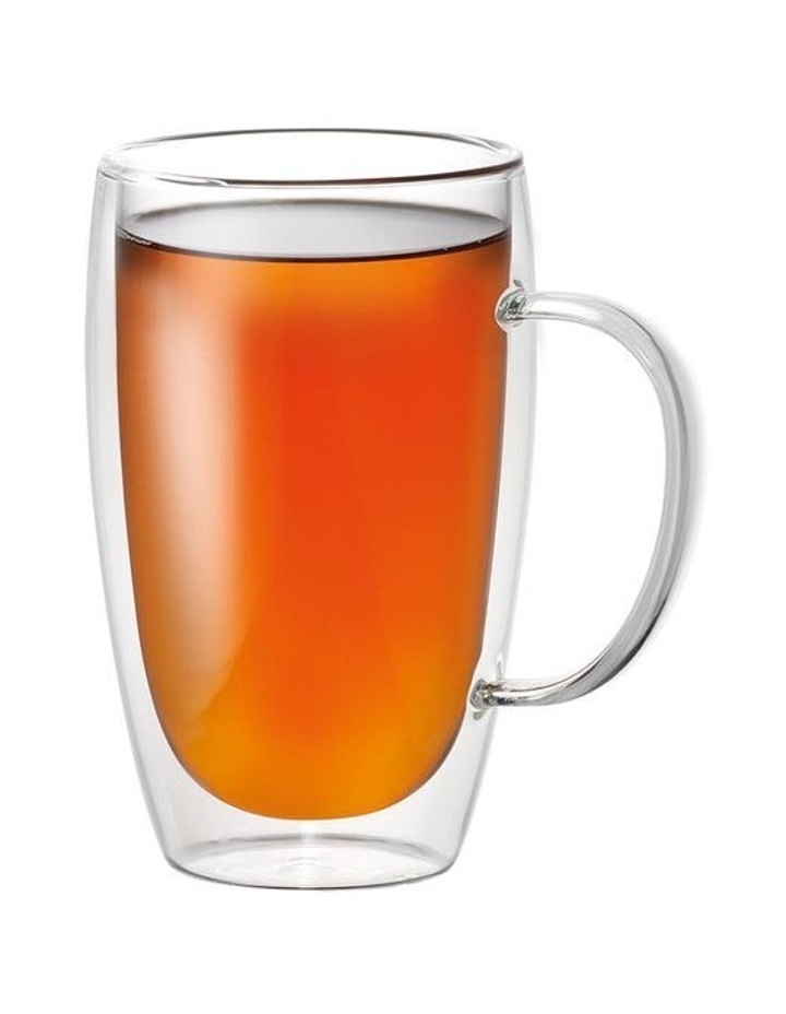 Barista Cafe Double Wall Thermal Glass Mug Set 2 Piece 450ml in Clear image 2