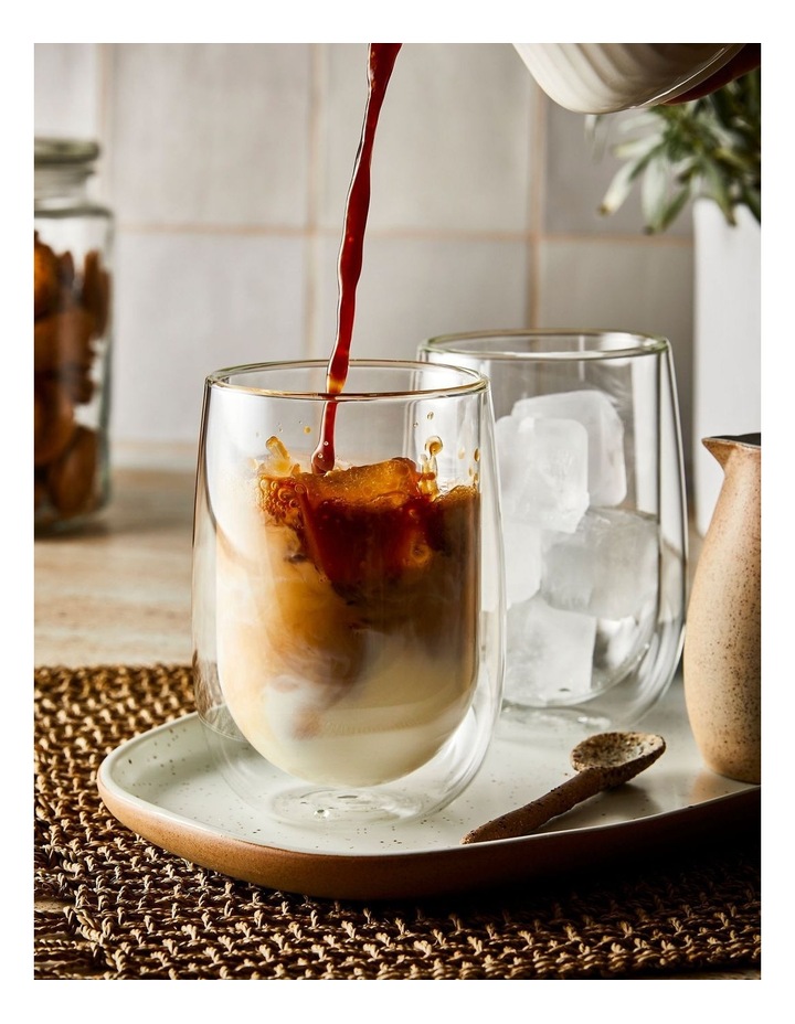 Barista Caf Double Wall Thermal Glass Tumbler Set 2 Piece 450ml in Clear image 2