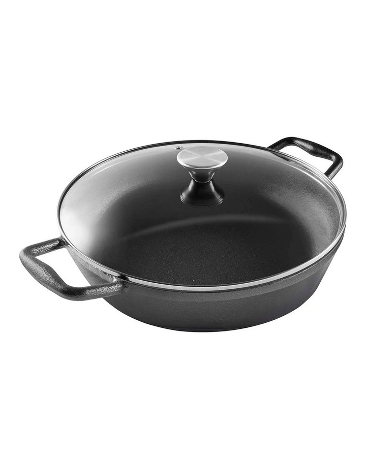 GRYLT Cast Iron Saut Pan with Lid 30cm in Black image 3