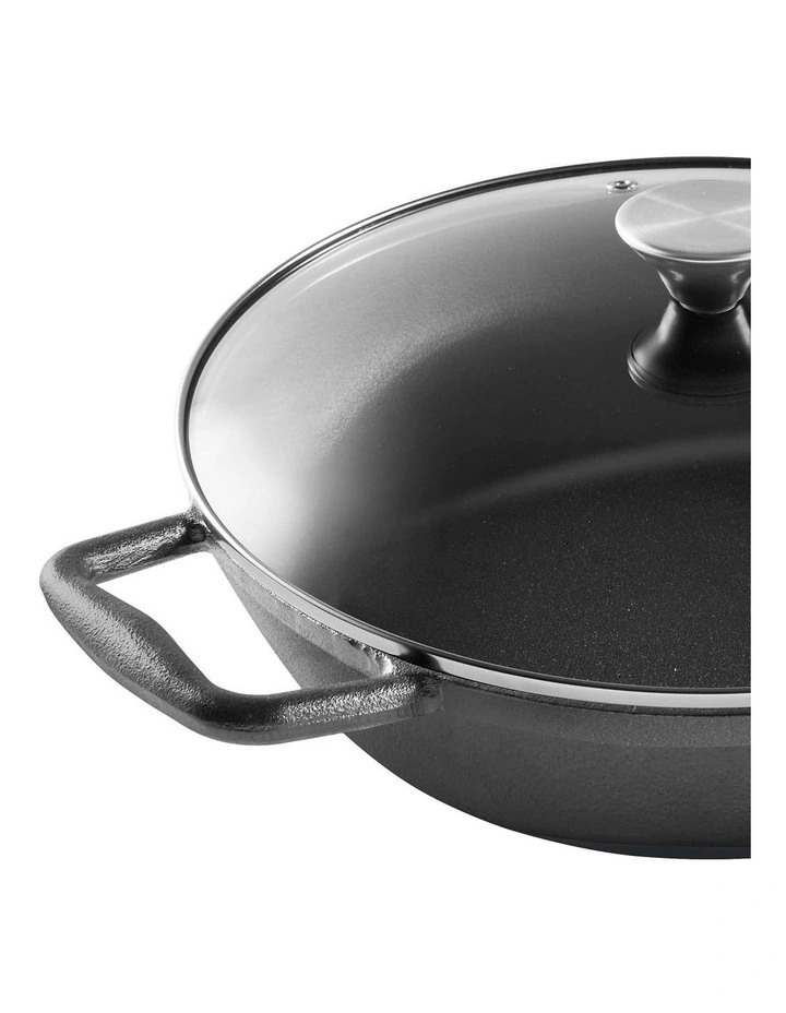 GRYLT Cast Iron Saut Pan with Lid 30cm in Black image 7