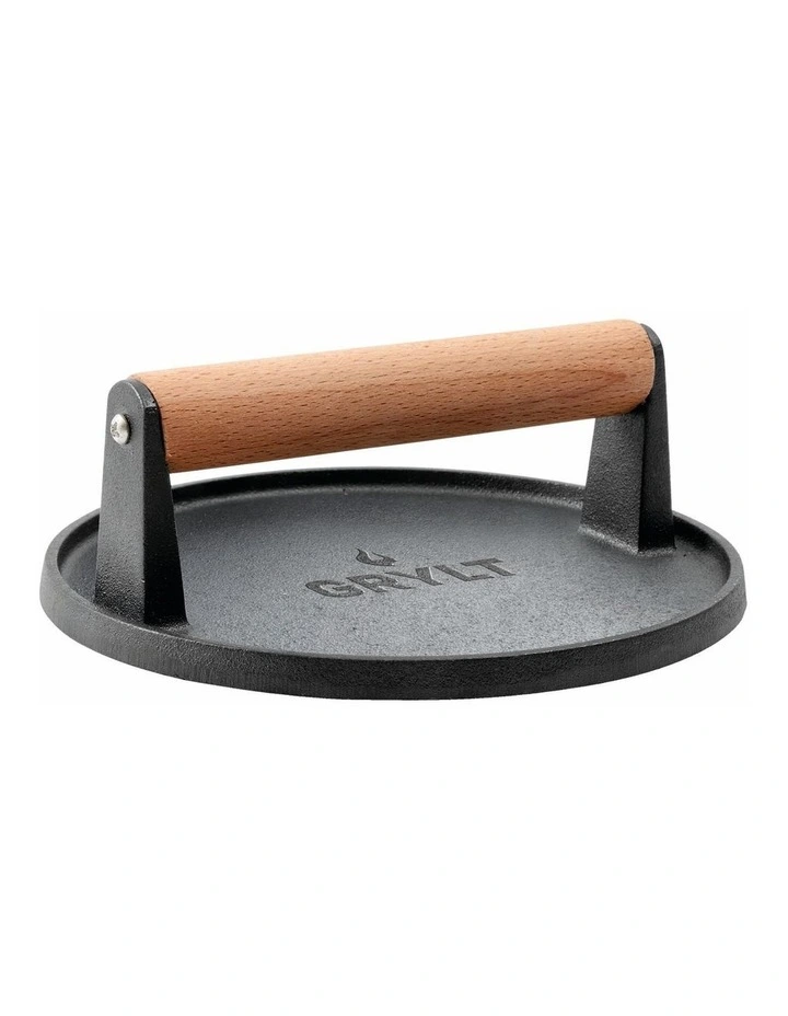GRYLT Cast Iron Flat Burger Press in Black image 1