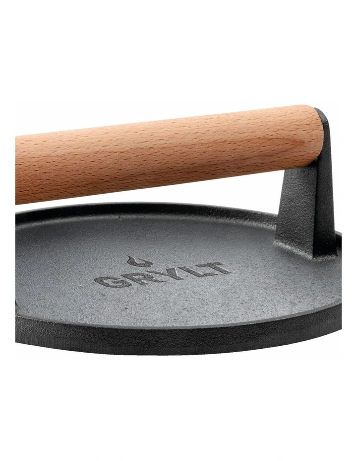 GRYLT Cast Iron Flat Burger Press in Black image 4