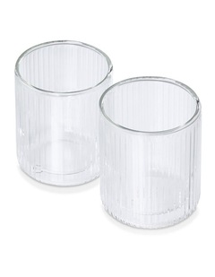 salt&pepper Brew Double Wall Rib Latte 230mL Set of 2 in Clear