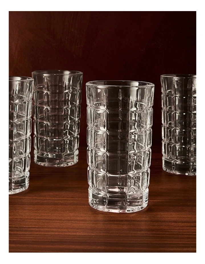 salt&pepper Prism 4 Piece Highball Glass Set 350mL in Clear image 3
