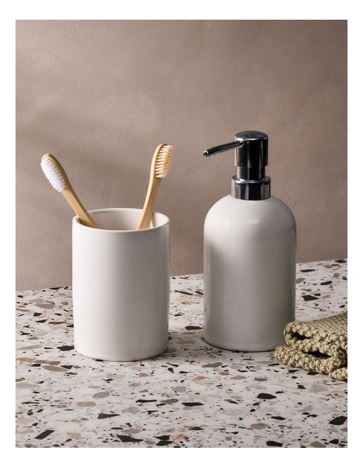 salt&pepper Tide Soap Dispenser & Tumbler Set in White image 2