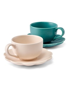 salt&pepper Leif 4 Piece Teacup & Saucer Set 240mL in Organza & Moss