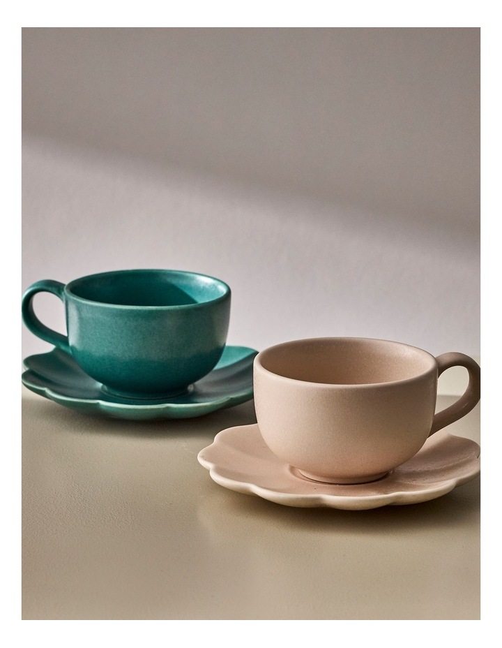 salt&pepper Leif 4 Piece Teacup & Saucer Set 240mL in Organza & Moss image 2