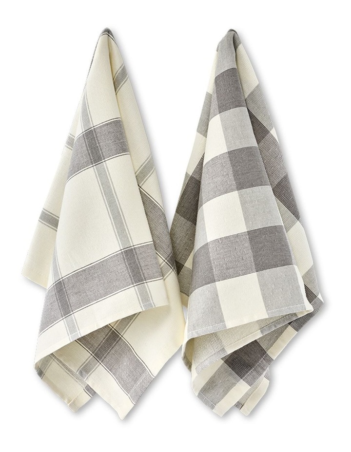 salt&pepper Check 2 Piece Tea Towel Set in Charcoal image 1
