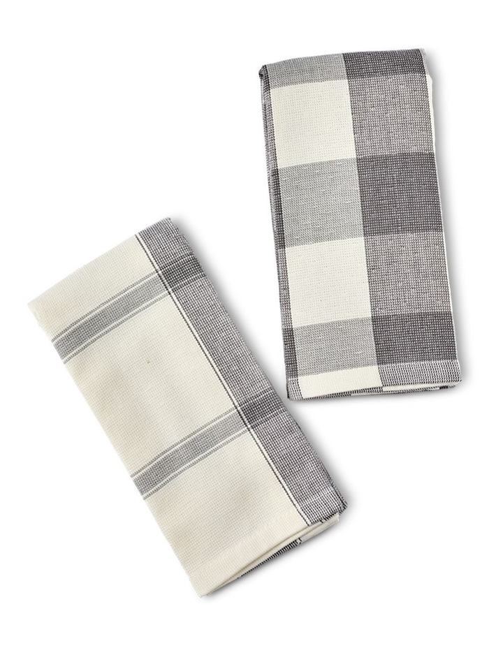 salt&pepper Check 2 Piece Tea Towel Set in Charcoal image 3