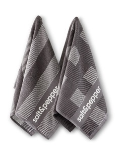 salt&pepper Logo 2 Piece Tea Towel Set in Charcoal