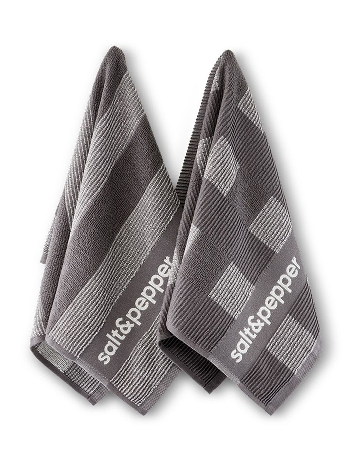 salt&pepper Logo 2 Piece Tea Towel Set in Charcoal image 1