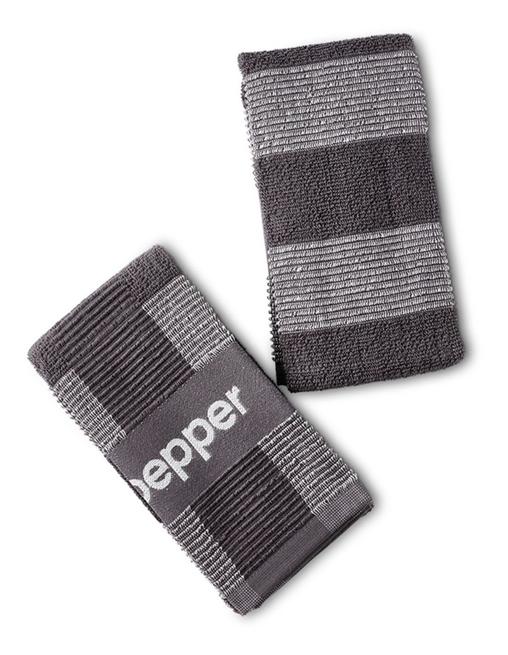 salt&pepper Logo 2 Piece Tea Towel Set in Charcoal image 3
