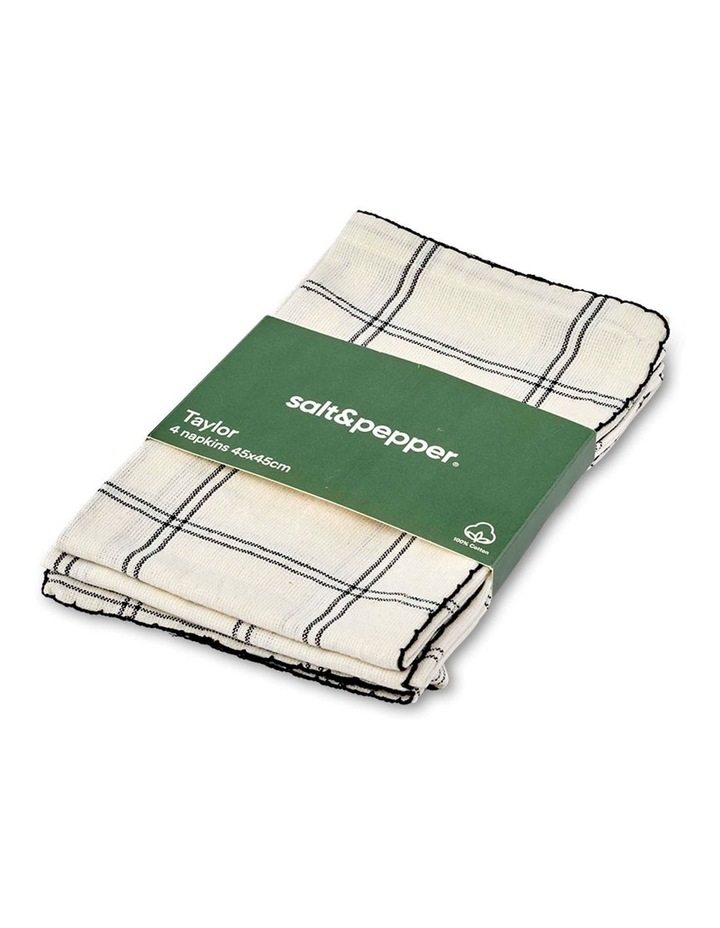 salt&pepper Taylor 4 Piece Napkin Set 45 x 45cm in Black & White image 3