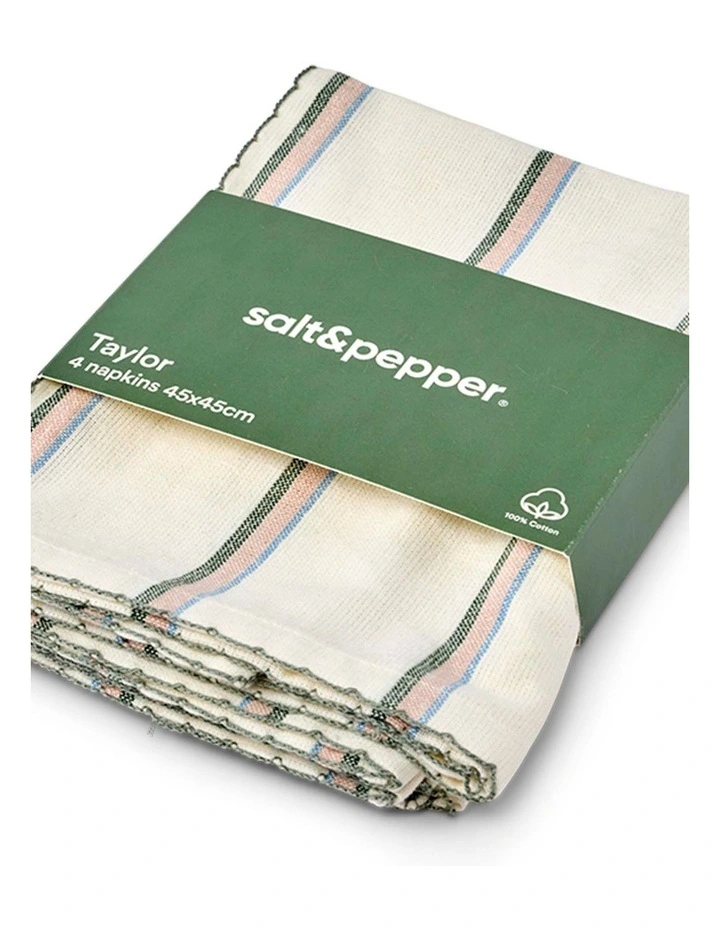 salt&pepper Taylor 4 Piece Napkin Set 45x45cm in Multi Stripe image 4