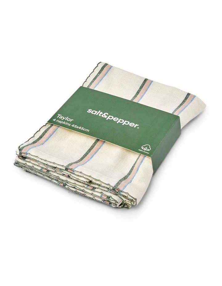 salt&pepper Taylor 4 Piece Napkin Set 45x45cm in Multi Stripe image 5