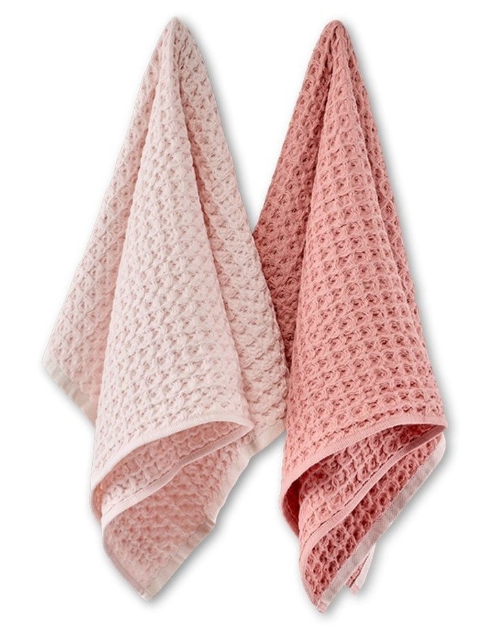 salt&pepper 2 Piece Waffle Tea Towel Set in Rose Dust image 1