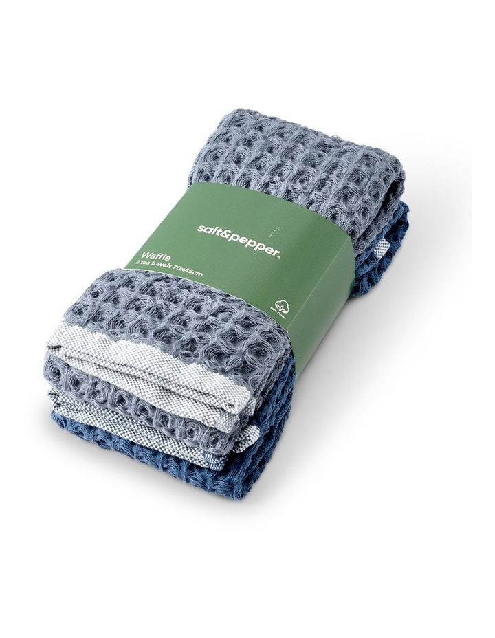 salt&pepper 2 Piece Waffle Tea Towel Set in Marine image 3